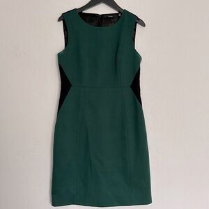 Tahari - Green Sheath Knit Dress with Black Insets